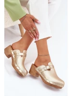 Dámské sandály na podpatku se sponou zlaté Veldexina Dámské sandály na podpatku se sponou zlaté Veldexina