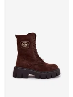 Dámské workery s ozdobným prvkem zateplené čokoládové Ilyane