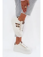 Dámské tenisky na platformě s přezkou Bílá leopardí vzor Palvessa