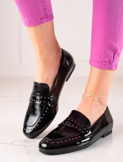 Výborné  polobotky dámské černé na plochém podpatku