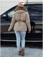 Dámská zimní bunda FURSOFT prošívaná s kapucí béžová FashionStreet TY4668 Dámská zimní bunda FURSOFT prošívaná s kapucí béžová FashionStreet TY4668