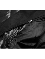 Černá prošívaná bunda se dvojitou kapucí (L22-9862-1)