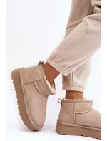 Modní semišové nízké sněhule jasně béžové Nucca