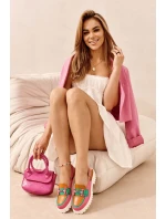 Dámské sandály na ploché podrážce s ozdobou oranžové D&A MR38-656