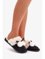 Dámské Pantofle S Kožešinou Černé Nartani