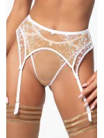 Dámský podvazkový pás V-10788 Tělová s bílou - Axami