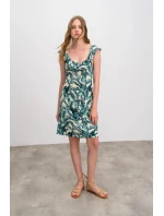 Dámské šaty 16454 Světle béžová / zelená - Vamp Dámské šaty 16454 Světle béžová / zelená - Vamp