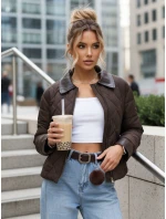 Dámská prošívaná hnědá přechodová bunda FashionStreet TY5619