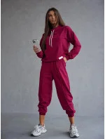 Teplákový komplet ve vínové bordó barvě - mikina se stojáčkem a kalhoty (82162) Teplákový komplet ve vínové bordó barvě - mikina se stojáčkem a kalhoty (82162)