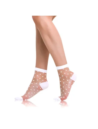 Módní silonkové ponožky s puntíky TRENDY SOCKS - BELLINDA - bílá