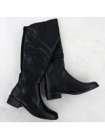Dámské černé kožené boty Jezzi ASA198-19 Dámské černé kožené boty Jezzi ASA198-19