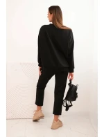 Dámský komplet z viskózy s prošívanou mikinou a kalhotami černý