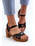 Dámské sandály na podpatku z eko kůže černé Assames