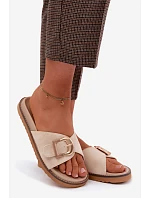 Dámské nazouváky se zlatým přezkou světle béžové Elviane