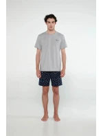 Pánské pyžamo 20910 Šedá / Tmavě modrá - Vamp