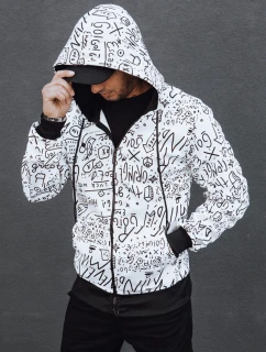 Pánská mikina na zip s kapucí bílá FashionStreet BX5811