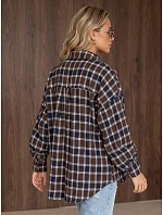 Dámská flanelová košile s kostkovaným vzorem, hnědá, FashionStreet DY0510 Dámská flanelová košile s kostkovaným vzorem, hnědá, FashionStreet DY0510