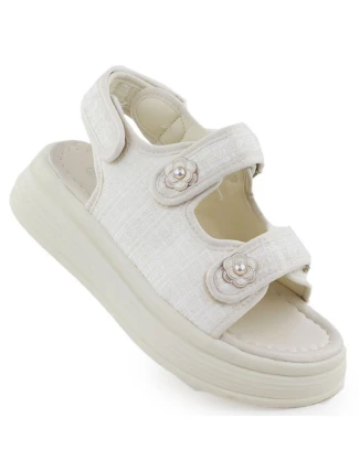 Dámské sandály na platformě krémové Potocki PY16337