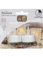 SADA 2 ČAJOVÝCH SVÍČEK VEDENÝCH ČASOVAČEM BÍLÁ