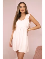 Šaty s volánky na bocích tmavě pudrově růžové Šaty s volánky na bocích tmavě pudrově růžové