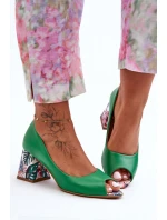 Kůže Boty S Ozdobným Podpatkem Lewski Shoes 2608/K Zelené