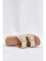 Dámské Klapky Na Klínu S Pletením A Přezkami Béžové Pasinea