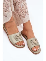 Ploché Dámské Pantofle S Ozdobným Detalem Zelené Nenitta