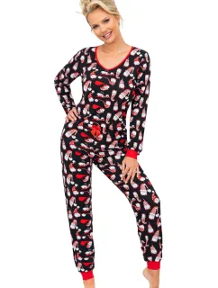 Dámské pyžamo Santi long black - Donna