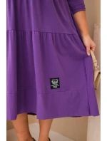 Dámská bavlněná sukýnka Plus Size s volánky a ohrnutým rukávem fialová