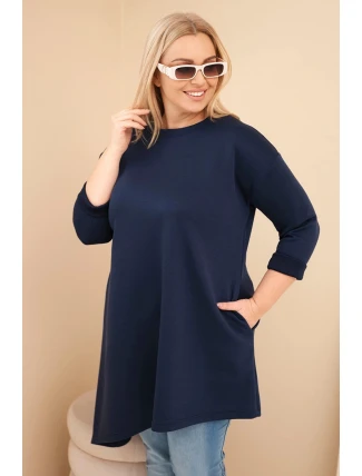 Dámská sukni Plus Size z viskózy s volným střihem a dlouhým rukávem granátová Dámská sukni Plus Size z viskózy s volným střihem a dlouhým rukávem granátová