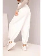 Dámské kalhoty s širokým nohavicí a vázáním dole bílé