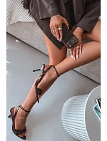 Dámské sandály na podpatku z eko kůže čokoládové Sedira