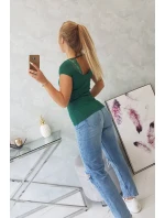 Halenka s krajkovým výstřihem zelená