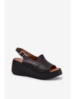 Dámské Sandály Z Přírodní Kůže Na Klínu Artiker Černé 54C0791