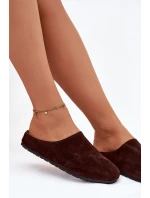 Dámské domácí pantofle z eko semiše – čokoládové Kalvess