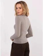 Tmavě béžová tenká halenka s kašmírem (21818)