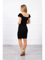 Pruhované volánkové šaty černé