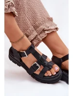 Dámské Sandály Eko Kůže S Přezkami Černé Jeneliena