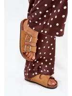 Dámské sandály na korkové platformě s přezkami Camel Livara