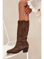 Semišové Dámské Kopytové Boty Na Podpatku Hnědé Karira Semišové Dámské Kopytové Boty Na Podpatku Hnědé Karira