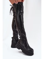 Dámské Kozačky Po Kolena Na Masivní Platformě Černé Erisna