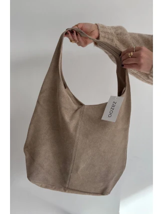 Kožená Semišová Taška Béžová Rilith