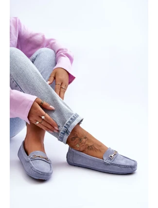 Dámské klasické semišové mokasíny modré Corinell