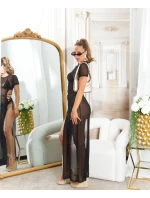 Dámské sexy síťované plážové šaty s XXL rozparkem 210221 černé - Koucla Dámské sexy síťované plážové šaty s XXL rozparkem 210221 černé - Koucla