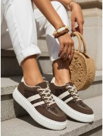 Dámské kožené tenisky na silné platformě hnědé FashionStreet ZY1392