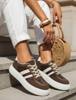 Dámské kožené tenisky na silné platformě hnědé FashionStreet ZY1392
