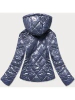 Šedo-světle modrá lesklá dámská bunda (BR9756-72)