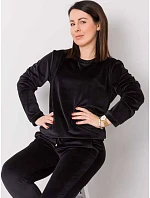 Dámská velurová tepláková souprava plus size černá (6085)