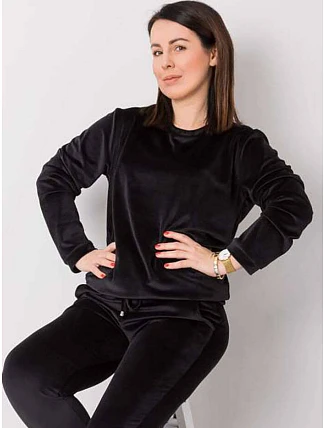 Dámská velurová tepláková souprava plus size černá (6085)