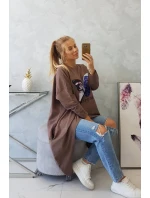 Halenka s oversize potiskem mocca